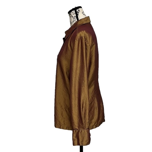 Vintage Y2K Express Bronze Metallic Satin Blouse L (13/14) – Retro Fairy Forest - Picture 4 of 10